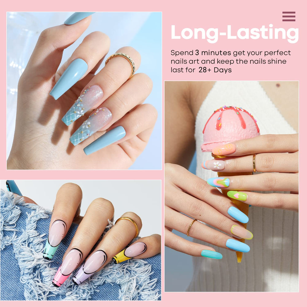 Modelones esmalte gel pastel azul para uñas elegantes