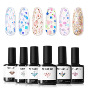 Modelones Gel Set con flores secas para uñas creativas.