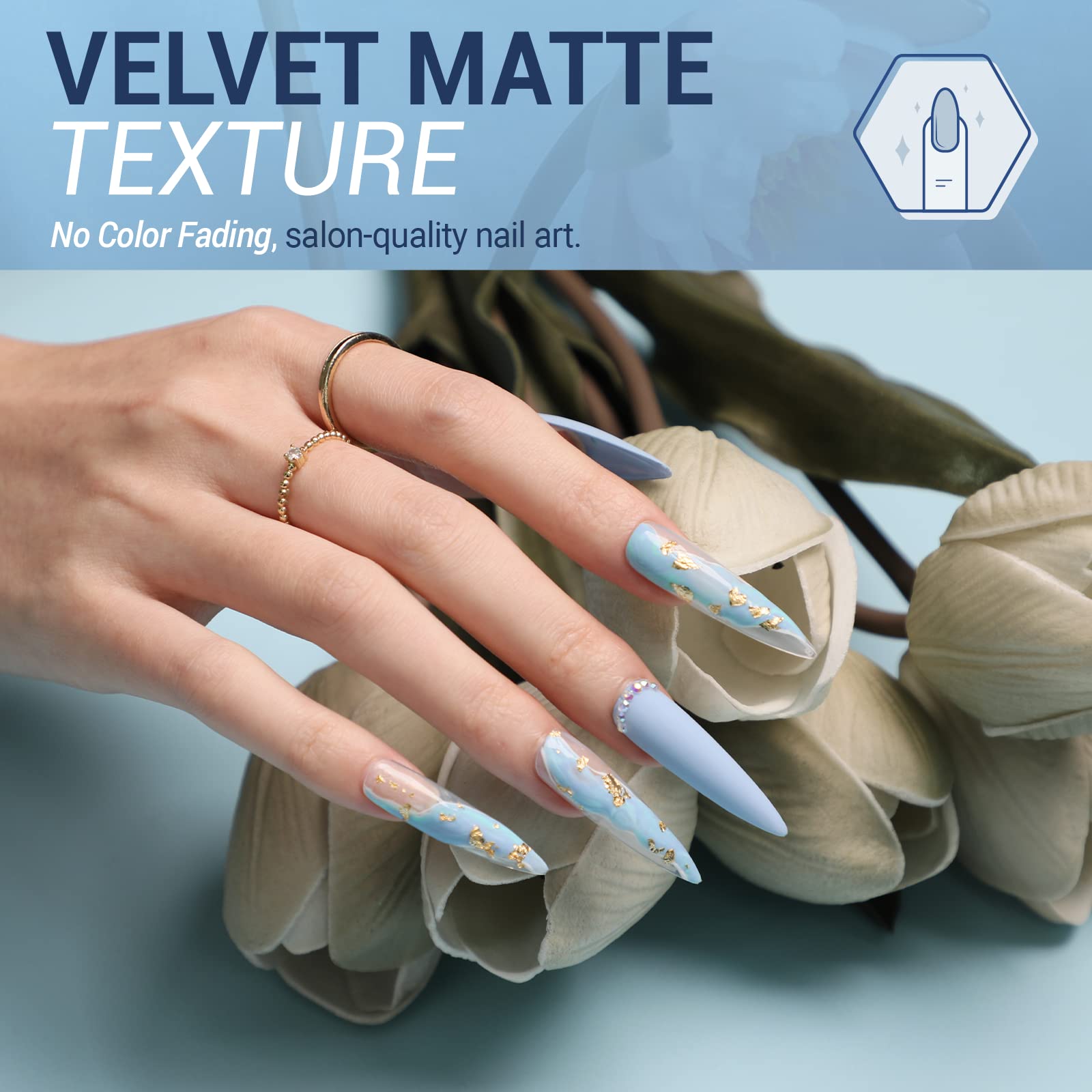 Modelones gel en mesa, conjunto de seis colores para manicuras en casa