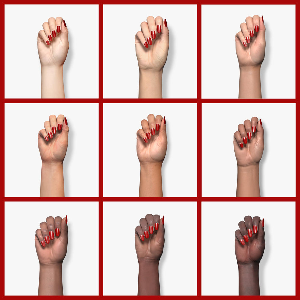Modelones esmalte rojo, acabado brillante y uniforme.