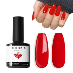 Modelones esmalte rojo en botella, tono intenso para manicura duradera.