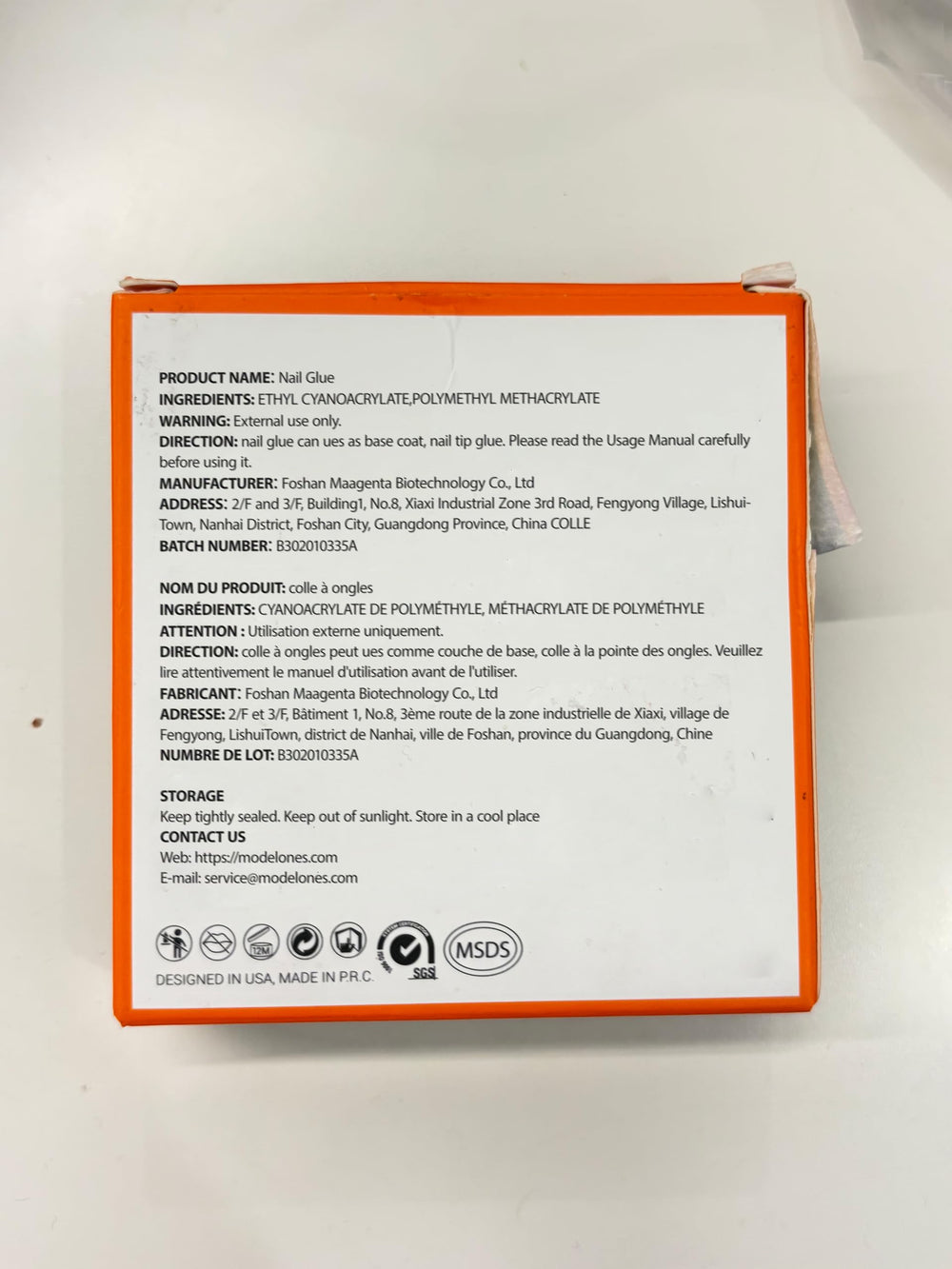 Modelones: fecha de fabricación en empaque para control de calidad.