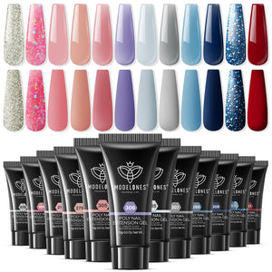 Modelones gel de extensión poly: paleta de 12 colores para uñas duraderas