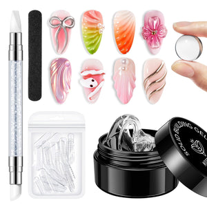 Modelones kit gel escultura 3D con brocha doble, ideal para crear uñas en 3D