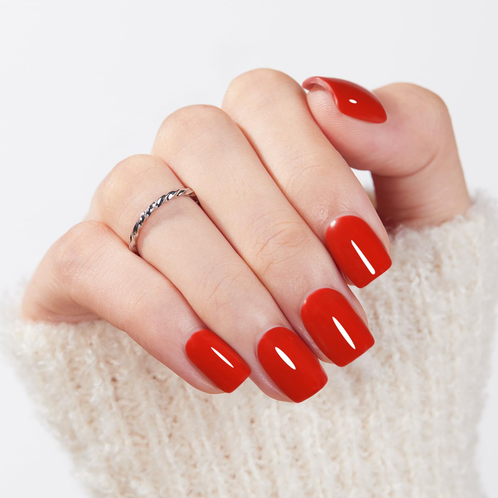 Modelones kit uñas presión rojas con pegamento y adhesivos para aplicación rápida