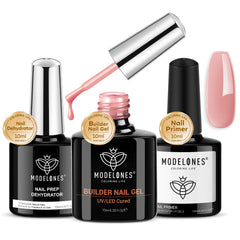 Modelones set cuidado uñas nude rosado para fortalecimiento y base uniforme.