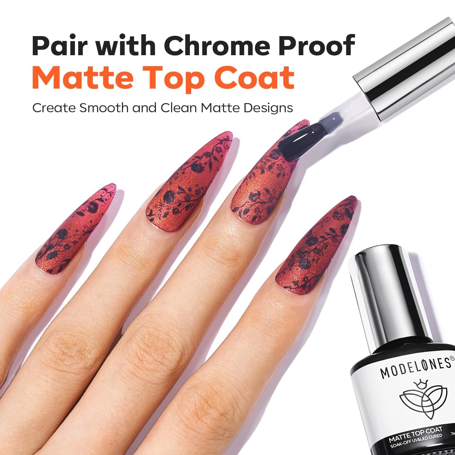 Modelones top coat brillo transparente ofrece acabado radiante y duradero.