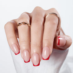 Modelones uñas falsas francesas rojas cortas para look diario duradero
