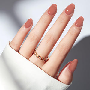 Modelones uñas té con leche translúcidas ovaladas para uso diario