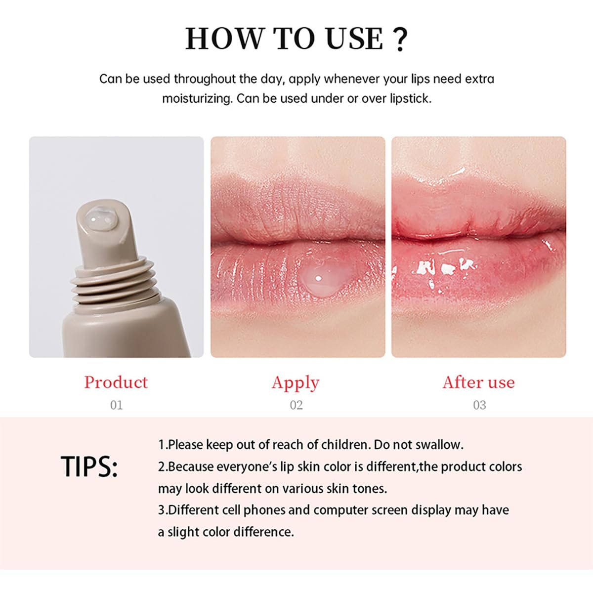MoJinYuPm balsamo-labios textura-ligera-envase, aplicación suave y rápida