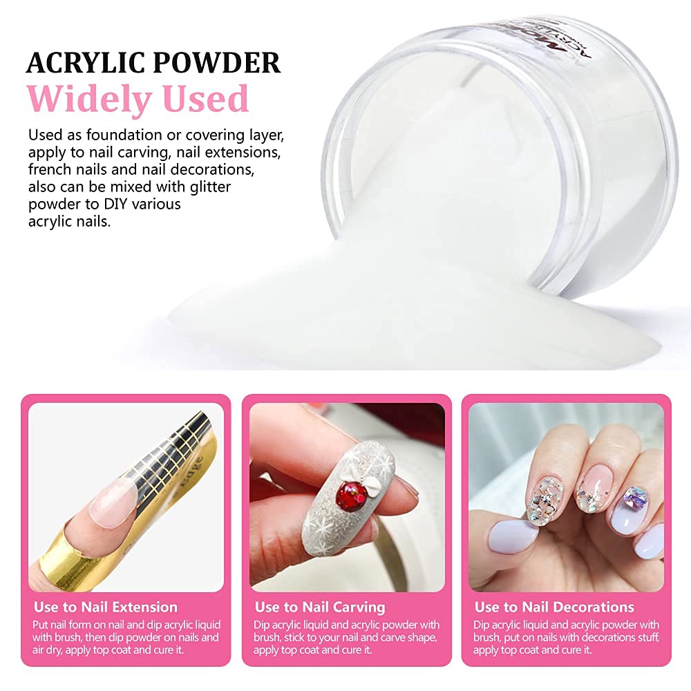 Molisaka polvo acrílico cobertura base uñas, ideal para tallado y decoraciones.