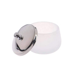 Taza Mollensiuer de cristal mate con tapa, ideal para uñas y almacenamiento seguro.