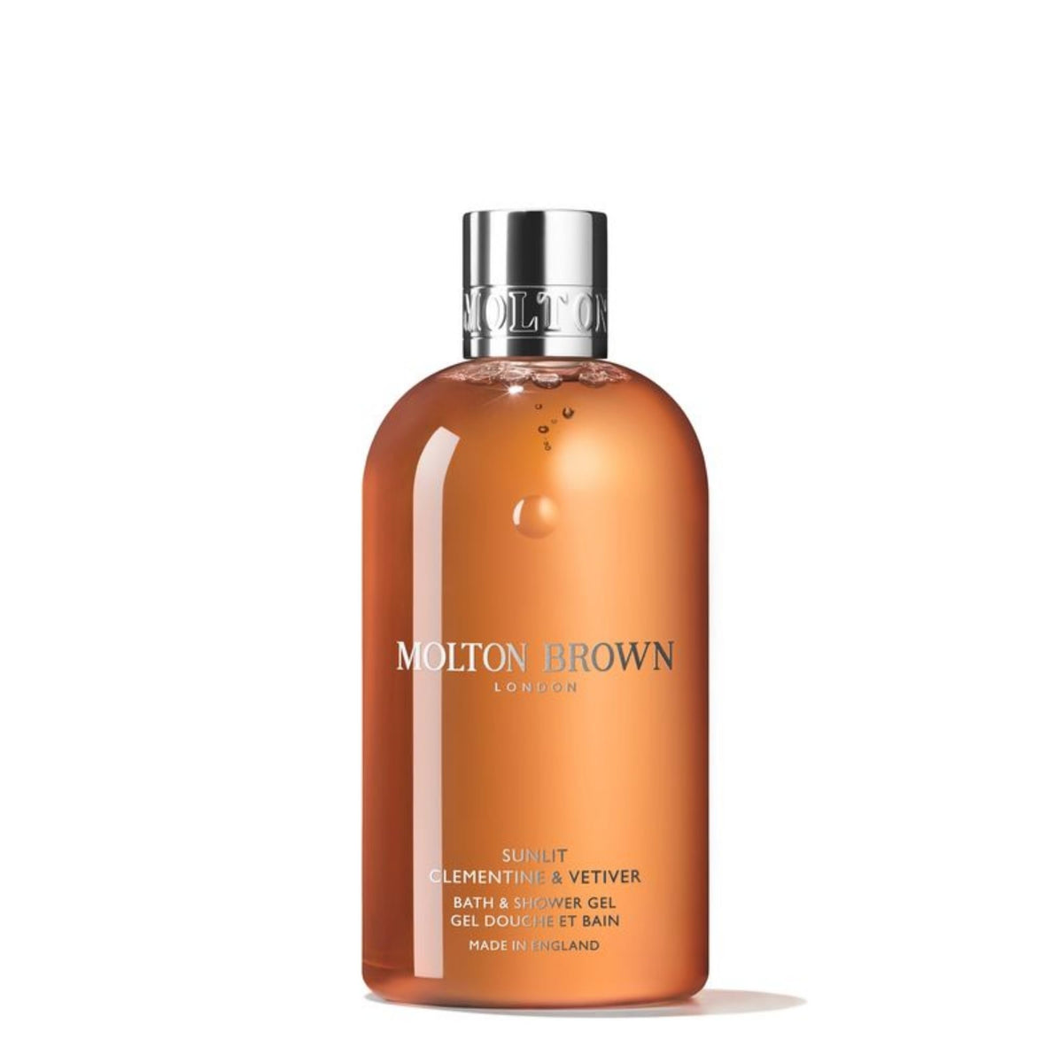Molton Brown Clementina Iluminada & Vetiver: botella elegante para ritual de ducha diario