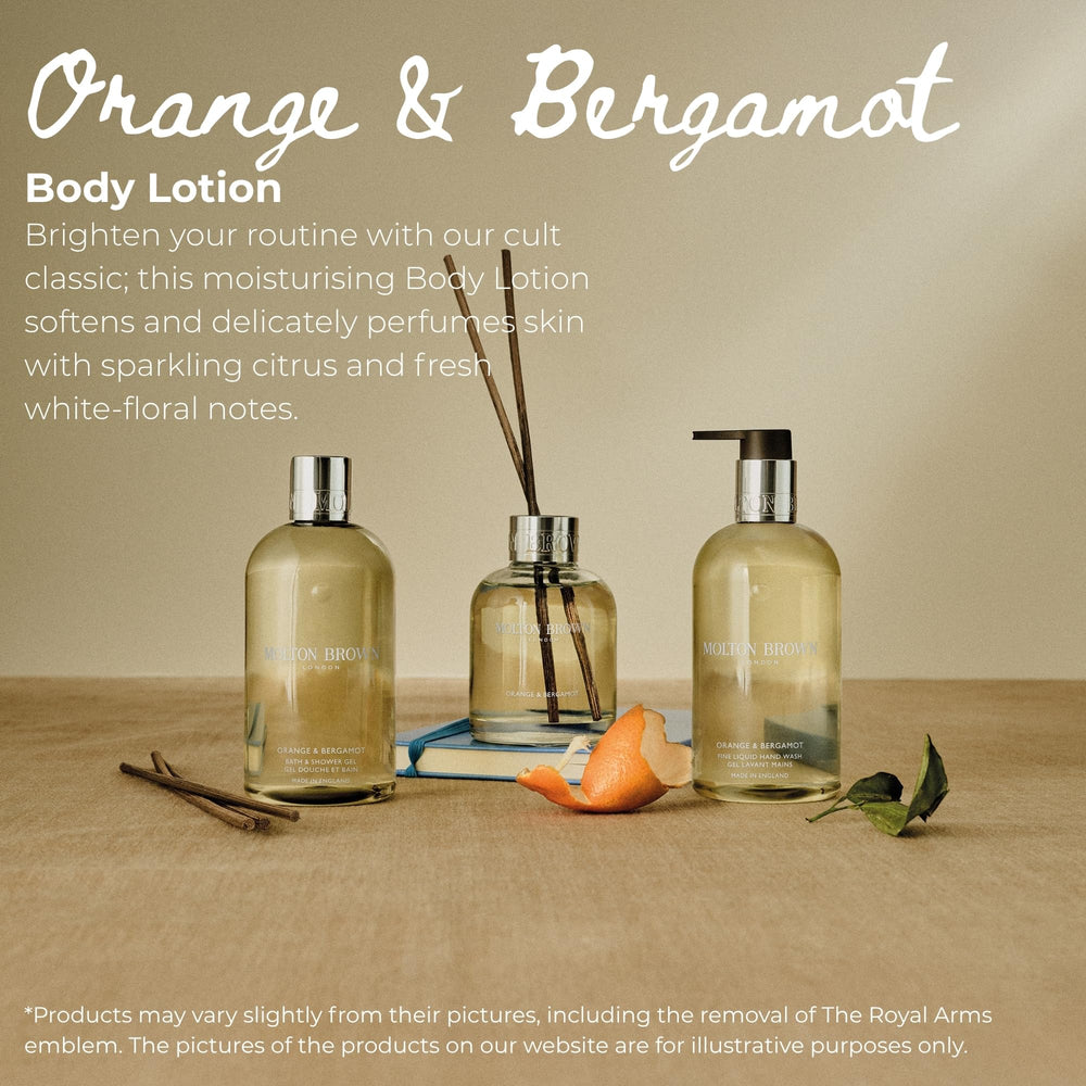 Molton Brown Frutas cítricas, naranja y bergamota, sensación revitalizante en la piel.