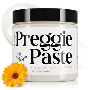 MOMMY LIFE Preggie Paste Belly Butter en manos: hidratacion suave y duradera.