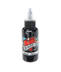MOM'S Millennium Negro Onix, botella de media onza, colores vibrantes para tatuajes duraderos.