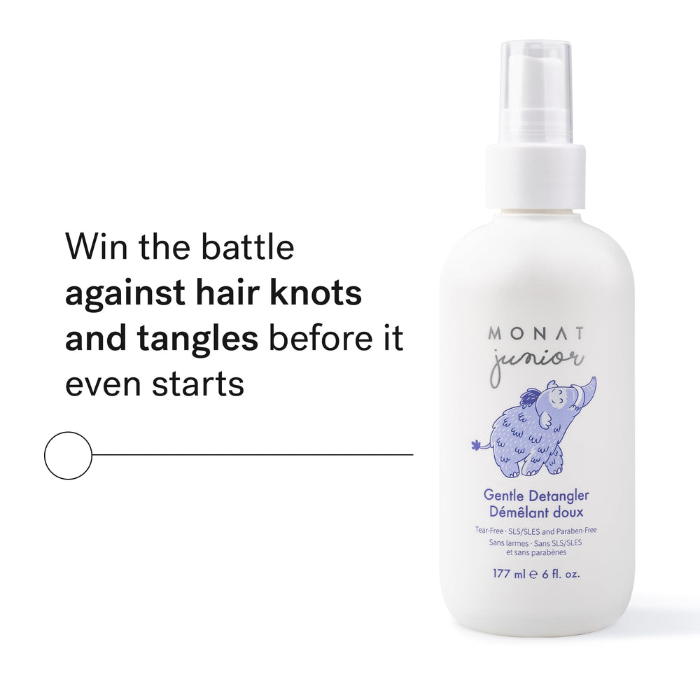 MONAT Junior Gentle Detangler para uso diario en niños, sin irritación.