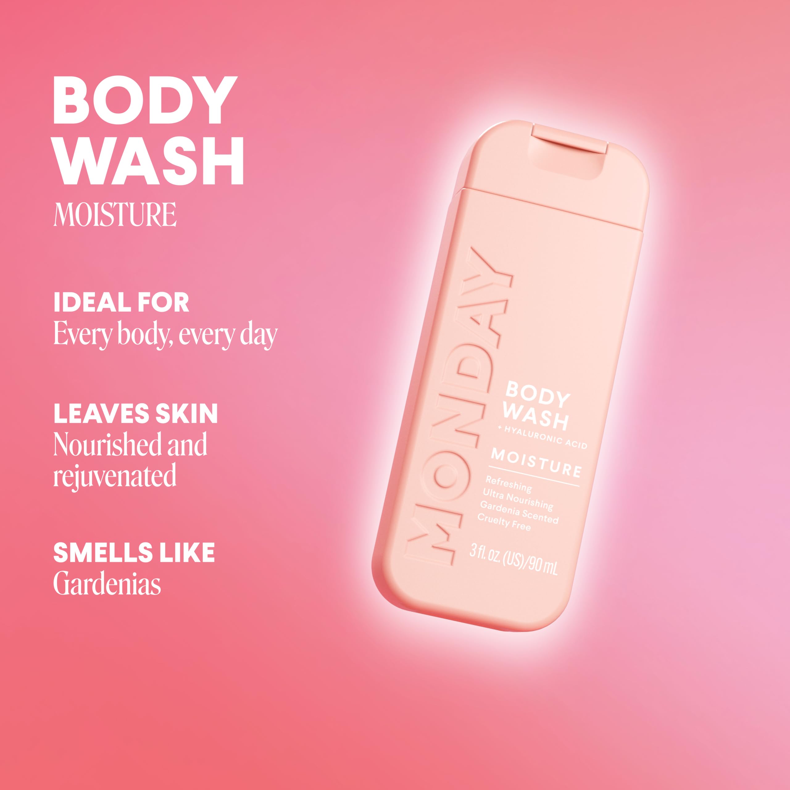 MONDAY gel de ducha MOISTURE, aroma gardenia que mejora la experiencia de la ducha.