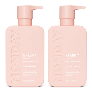 MONDAY Haircare Clarify champú botella: limpieza profunda para cabello grasa.