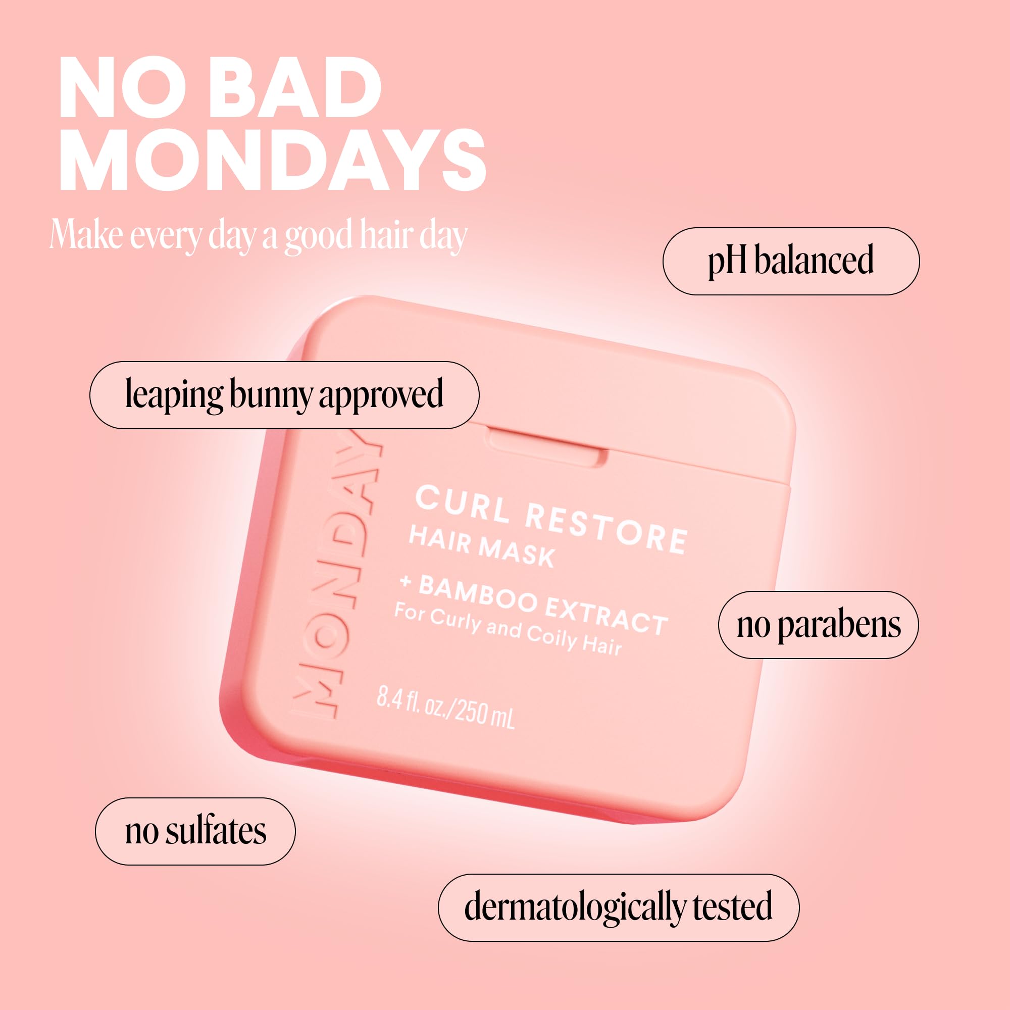 MONDAY HAIRCARE CURL RESTORE: ingredientes de bambu y shea para nutrición capilar