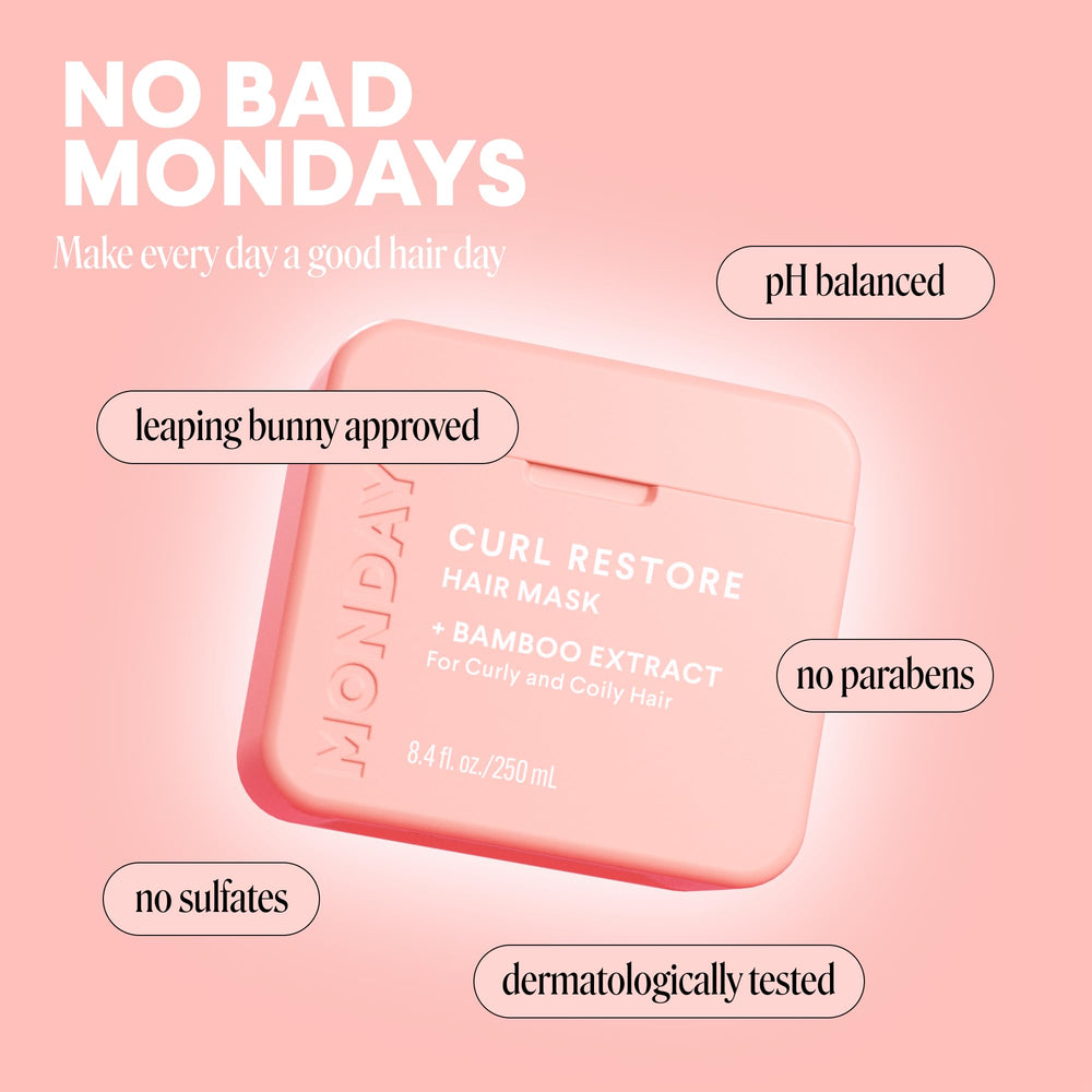 MONDAY HAIRCARE CURL RESTORE: ingredientes de bambu y shea para nutrición capilar