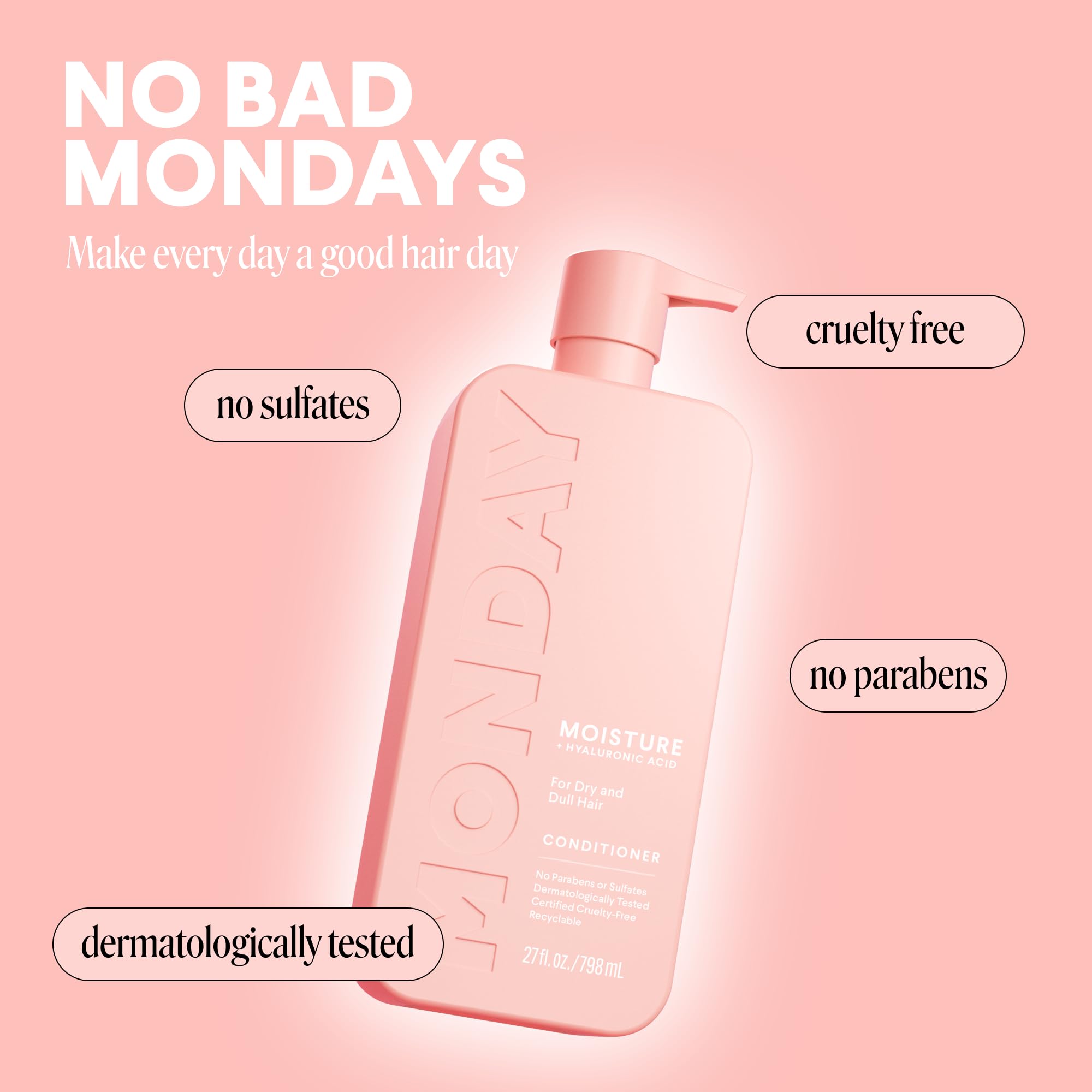 MONDAY MOISTURE devuelve brillo suave al cabello opaco.