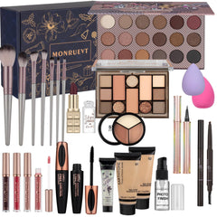 MONRUEVT kit maquillaje adolescentes, estuche colorido para guardar todos los productos.