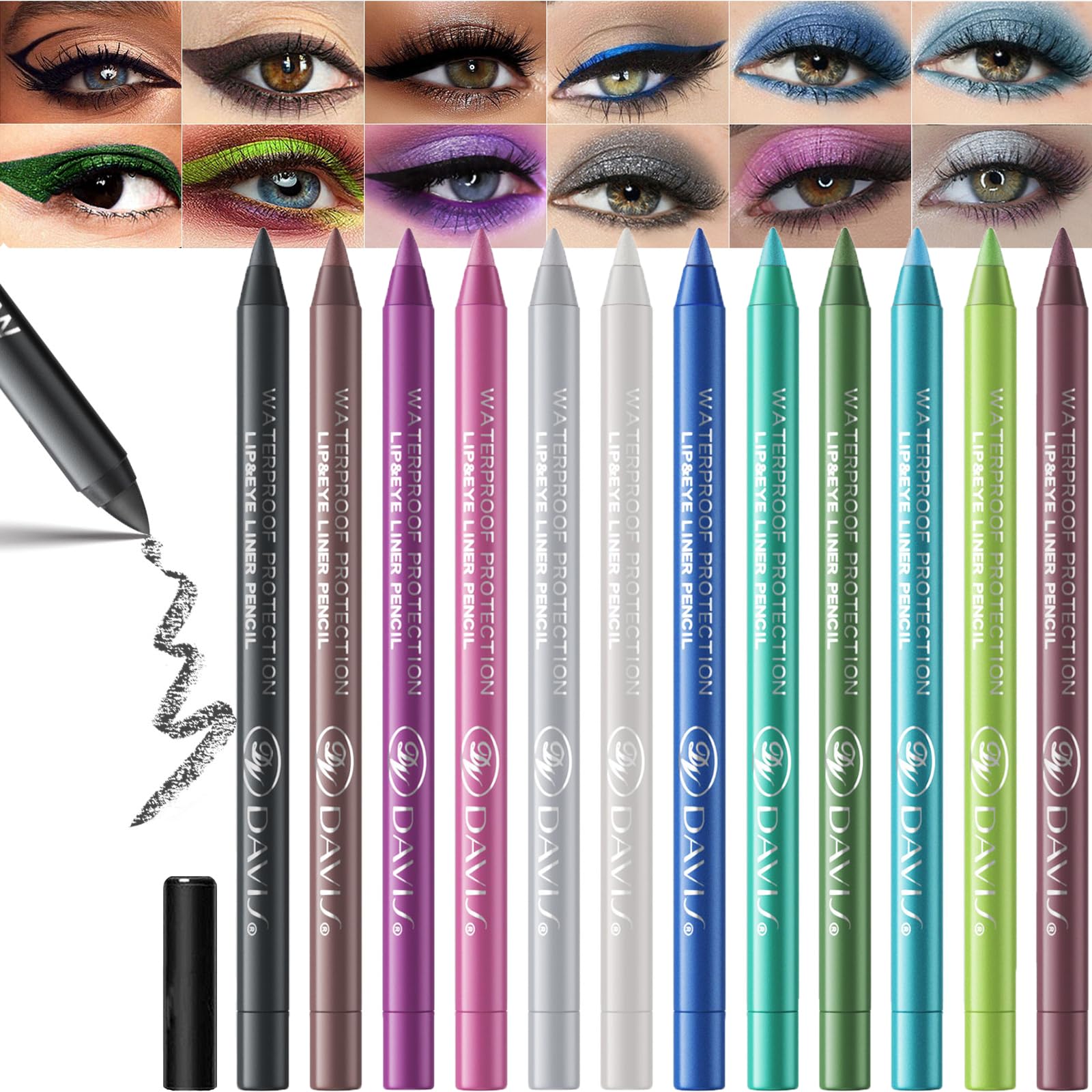 MooGlamor 12 colores delineador gel, colores intensos para delineado duradero.
