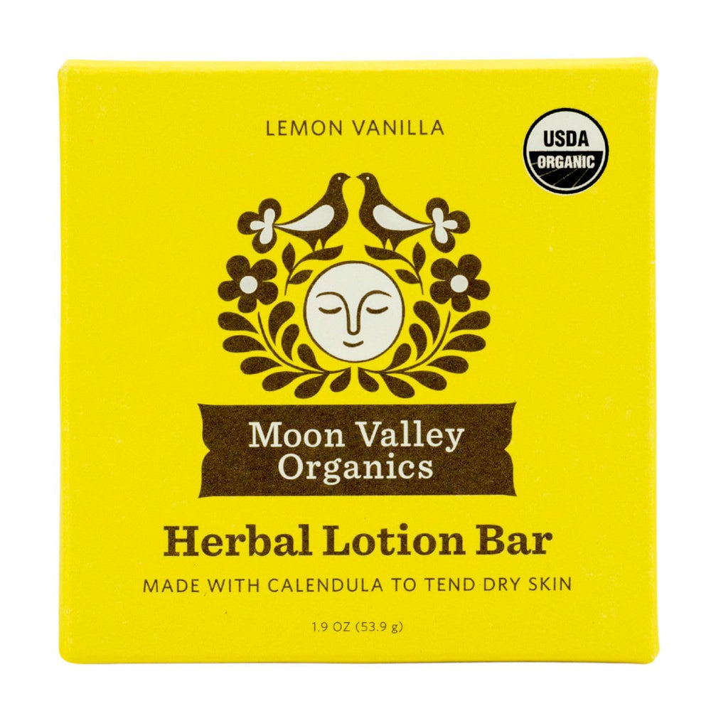 Moon Melt Bar de Moon Valley Organics en empaque, cuidado diario para la piel