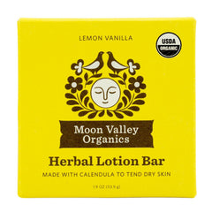 Moon Melt Bar de Moon Valley Organics en empaque, cuidado diario para la piel