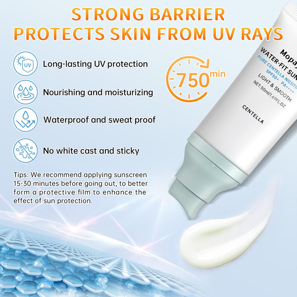 Mopayzer Centella Sunscreen sin residuo blanco con acabado natural