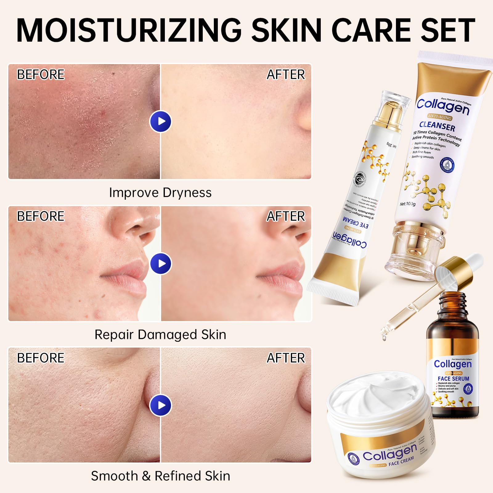 Mopayzer conjunto de cuidado facial con colágeno en estuche elegante