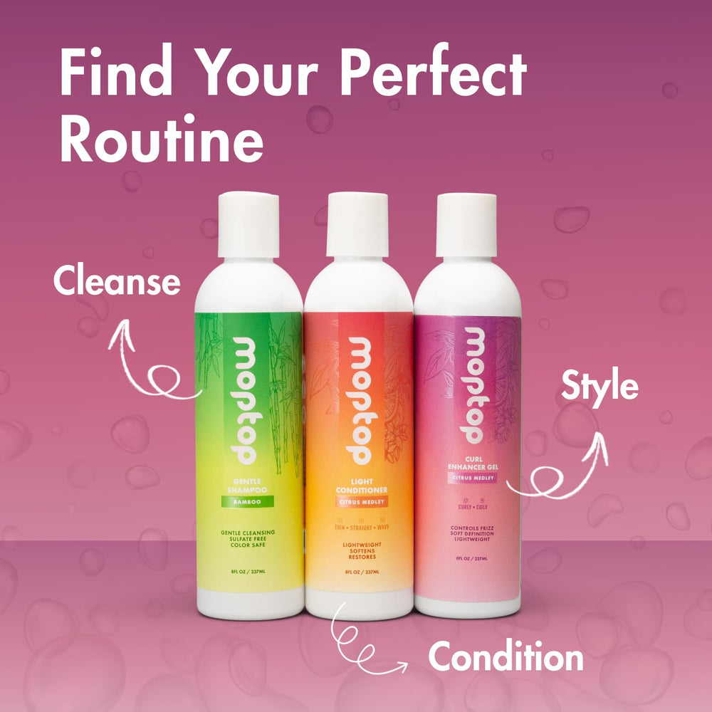 Apto para todo tipo de rizos (2a–4c) con MopTop Curl Enhancer.