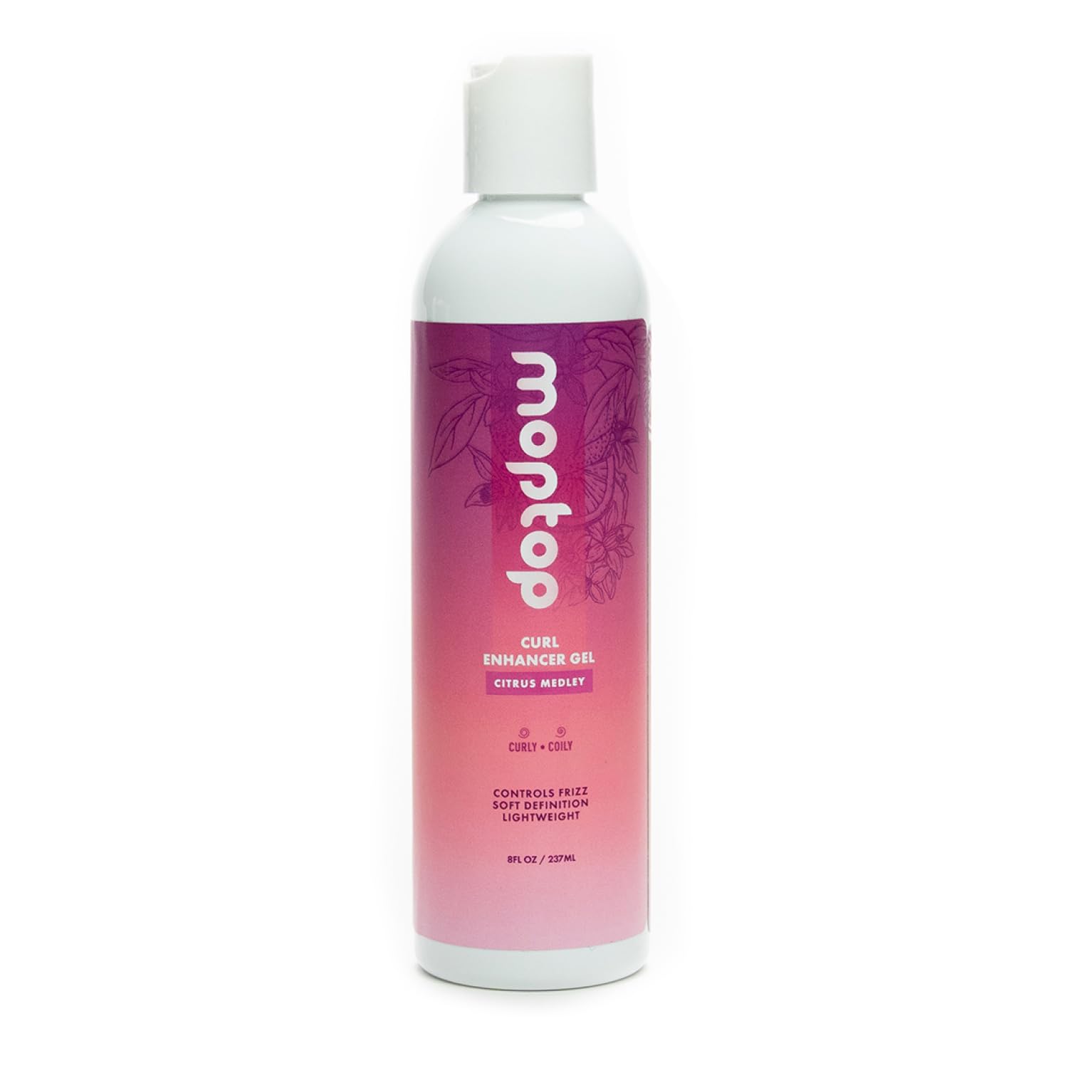 Gel MopTop Curl Enhancer: botella de 8oz para definición suave de rizos.