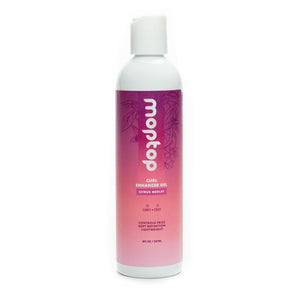 Gel MopTop Curl Enhancer: botella de 8oz para definición suave de rizos.