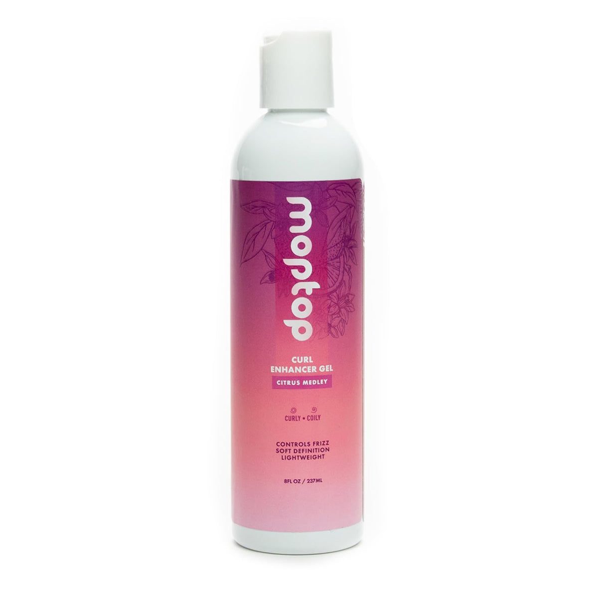 Gel MopTop Curl Enhancer: botella de 8oz para definición suave de rizos.