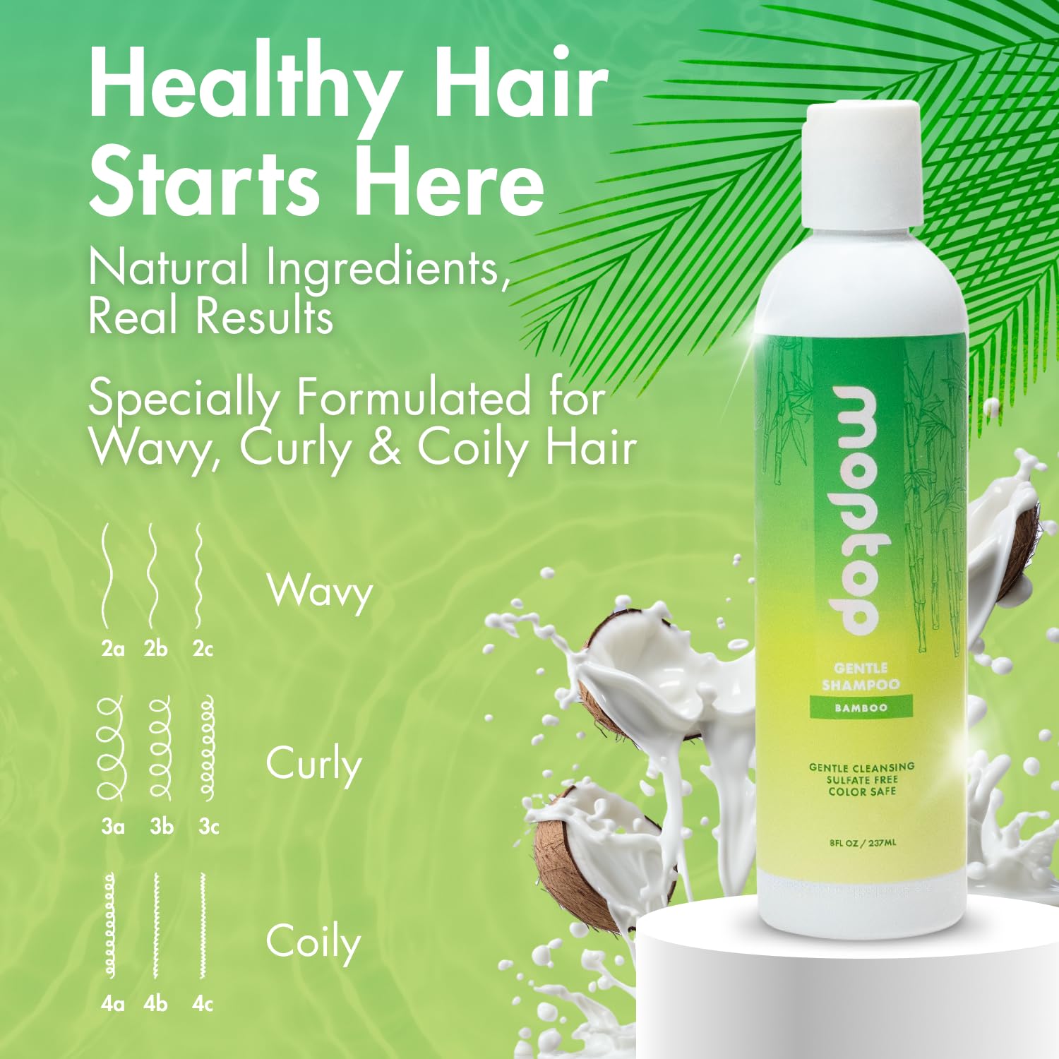 MopTop Gentle Shampoo cuida el cabello teñido sin perder suavidad ni brillo.