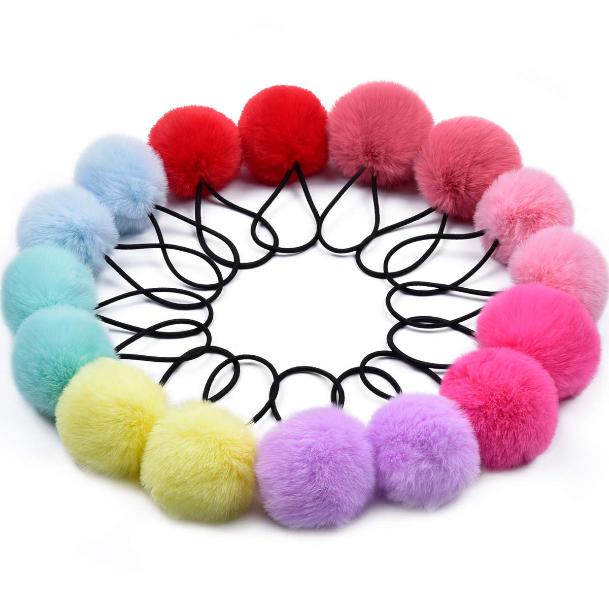 MORGLES pom pom para el cabello, colores multicolor, coletas seguras y divertidas.