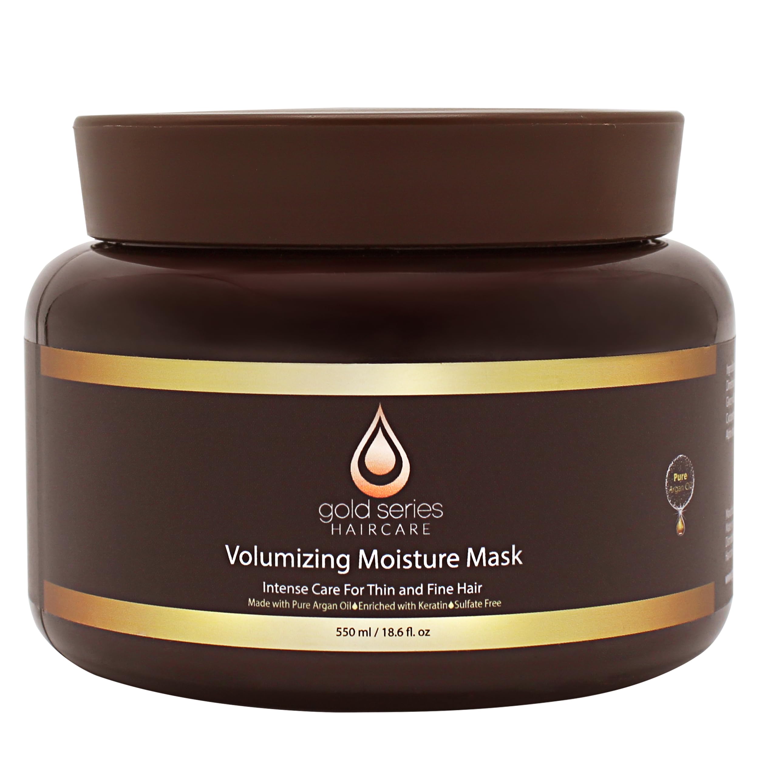 Moroccan Gold Series mascarilla de argán para pelo seco, hidratación profunda.
