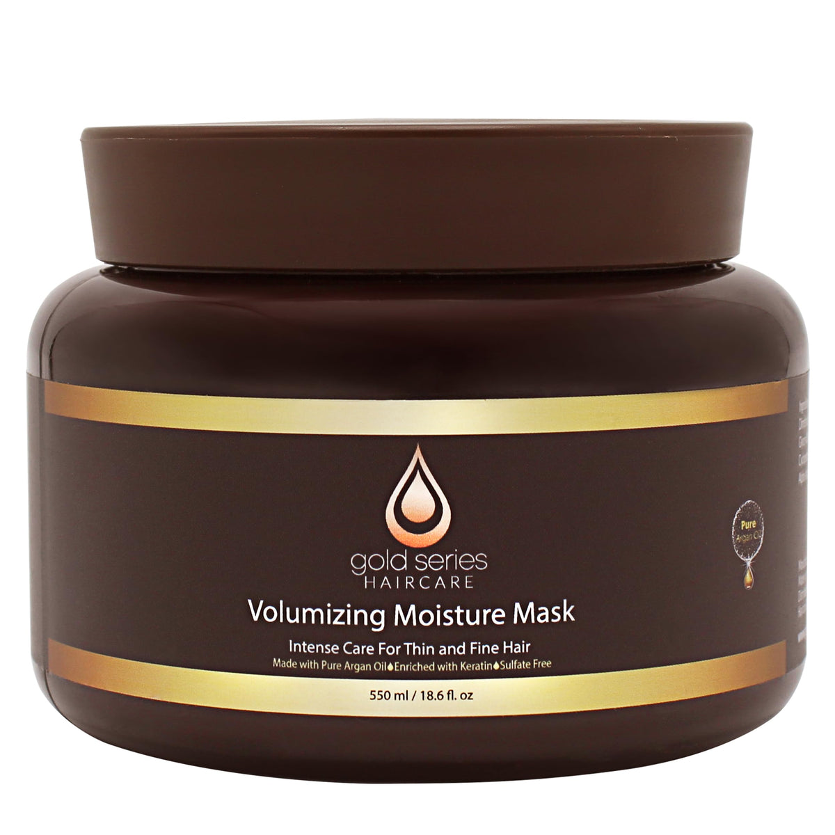 Moroccan Gold Series mascarilla de argán para pelo seco, hidratación profunda.
