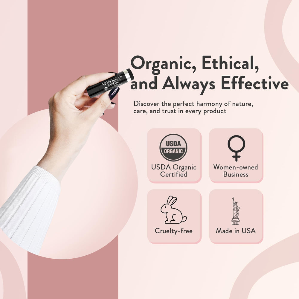 Moroccan Magic Balsamo Labial: sin sustancias toxicas ni pruebas.