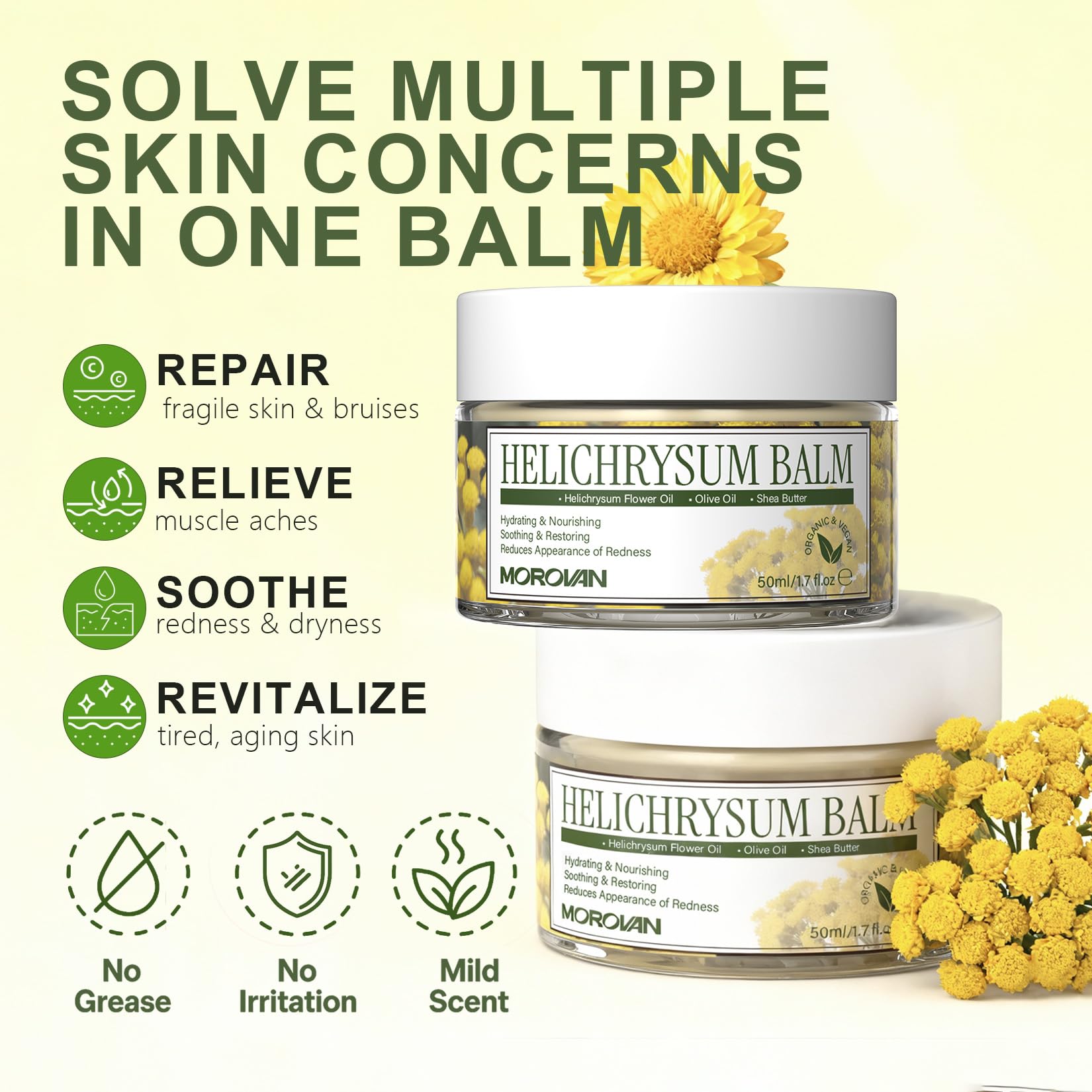 Morovan bálsamo helichrysum cuida piel sensible, aporta nutrición y suavidad.