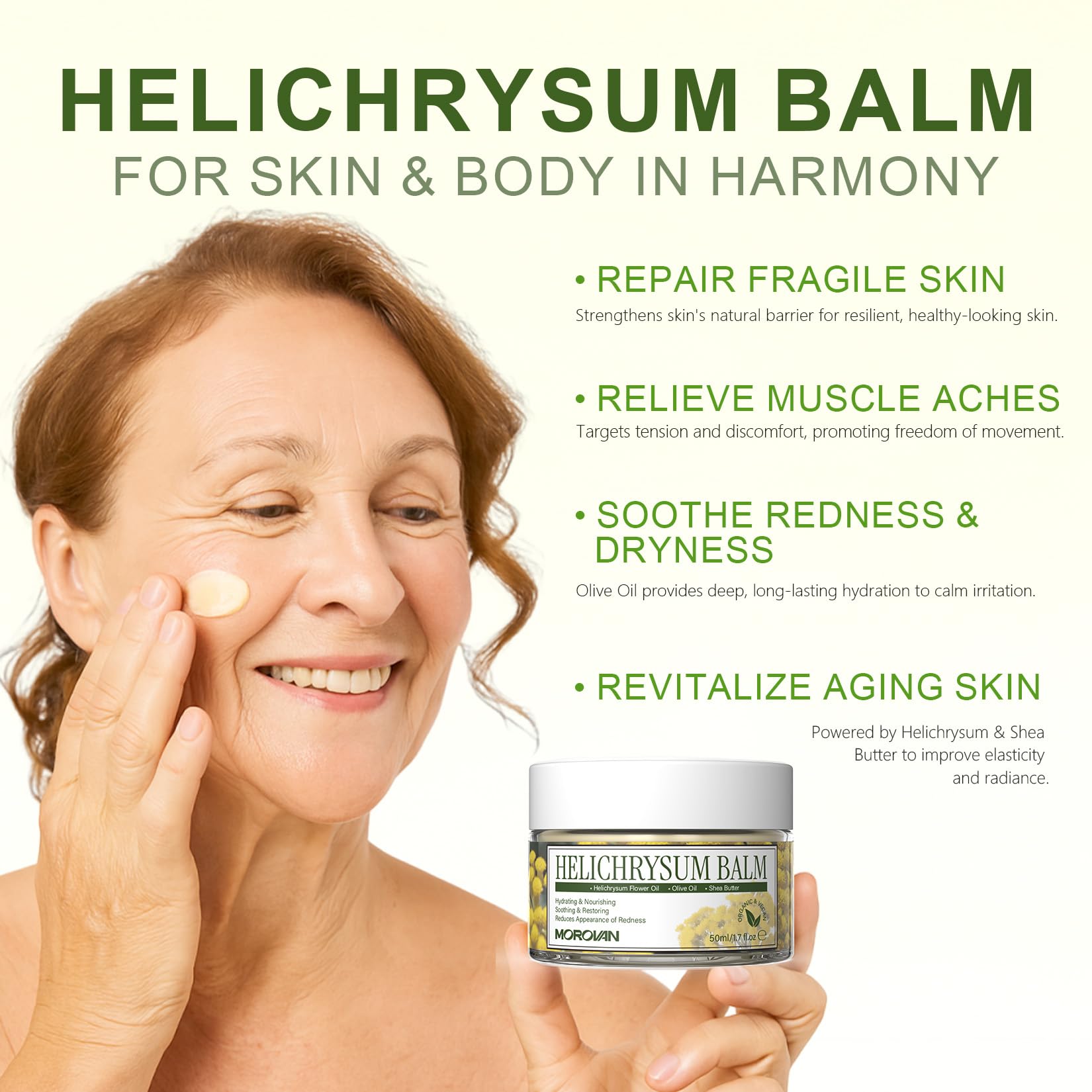 Morovan bálsamo piel sensible, uso suave para rostro y zonas delicadas.