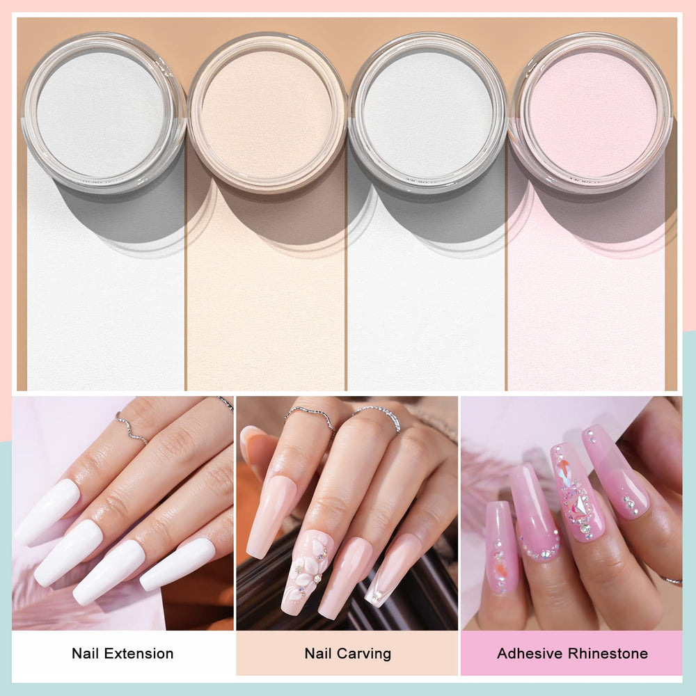 Morovan polvo acrílico tono desnudo, ideal para embellecer uñas naturales