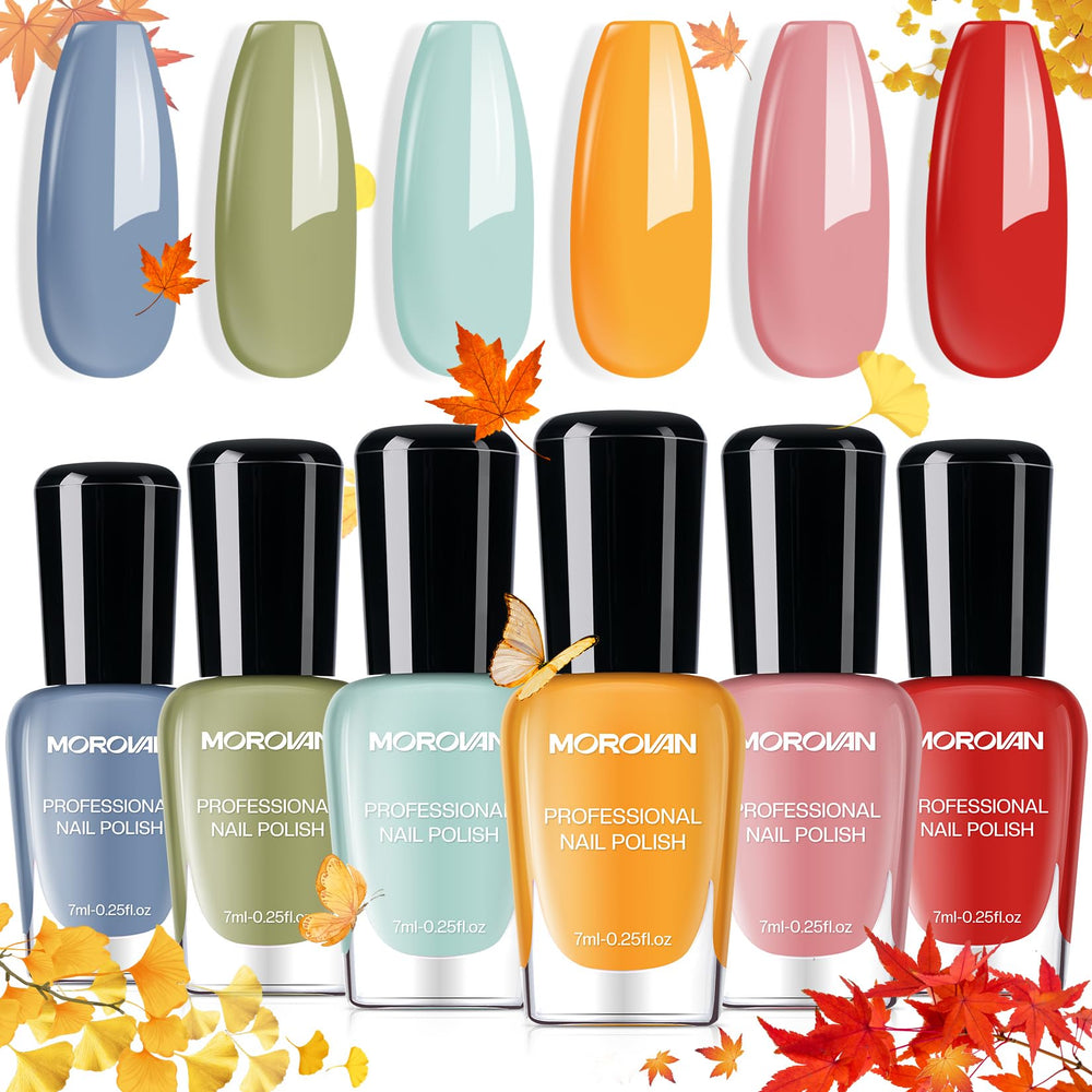Morovan set de esmaltes otoño con secado rápido sin lámpara UV para uñas.