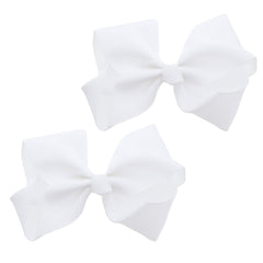 Motique Accessories lazo blanco en clip, ideal para peinados duraderos y elegantes.