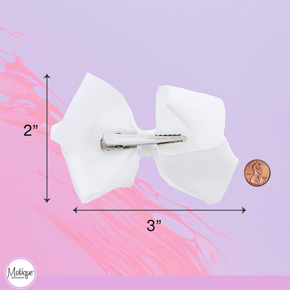 Motique Accessories lazo blanco en clip, práctico para uso diario escolar.