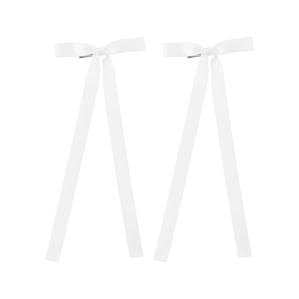 Lazo Motique blanco de seda en primer plano, brillo elegante para peinados.