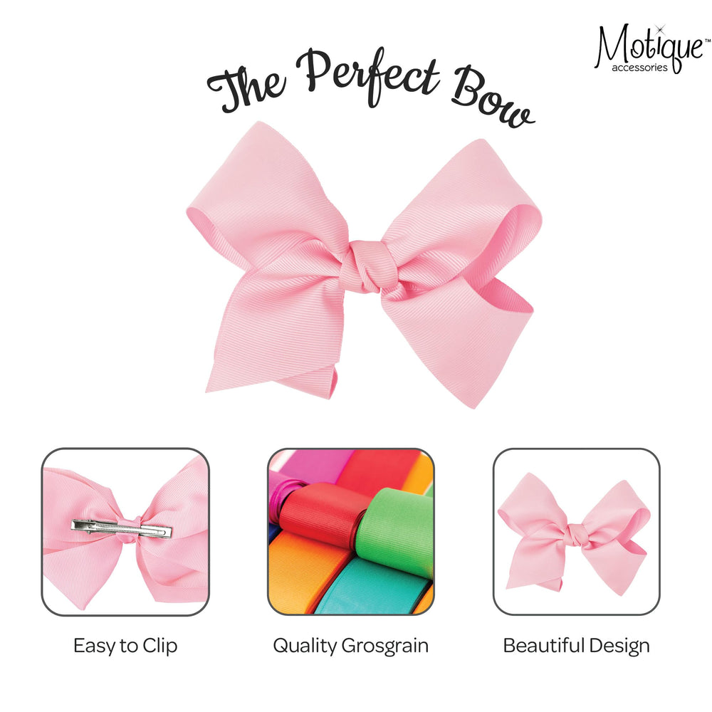 Motique Accessories uso versátil para eventos y diario con lazo rosa claro.