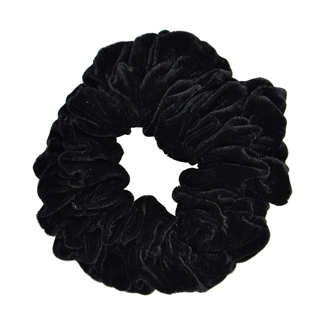 Motique Accessories scrunchie velour negro grande, vista superior, suave para peinados diarios.